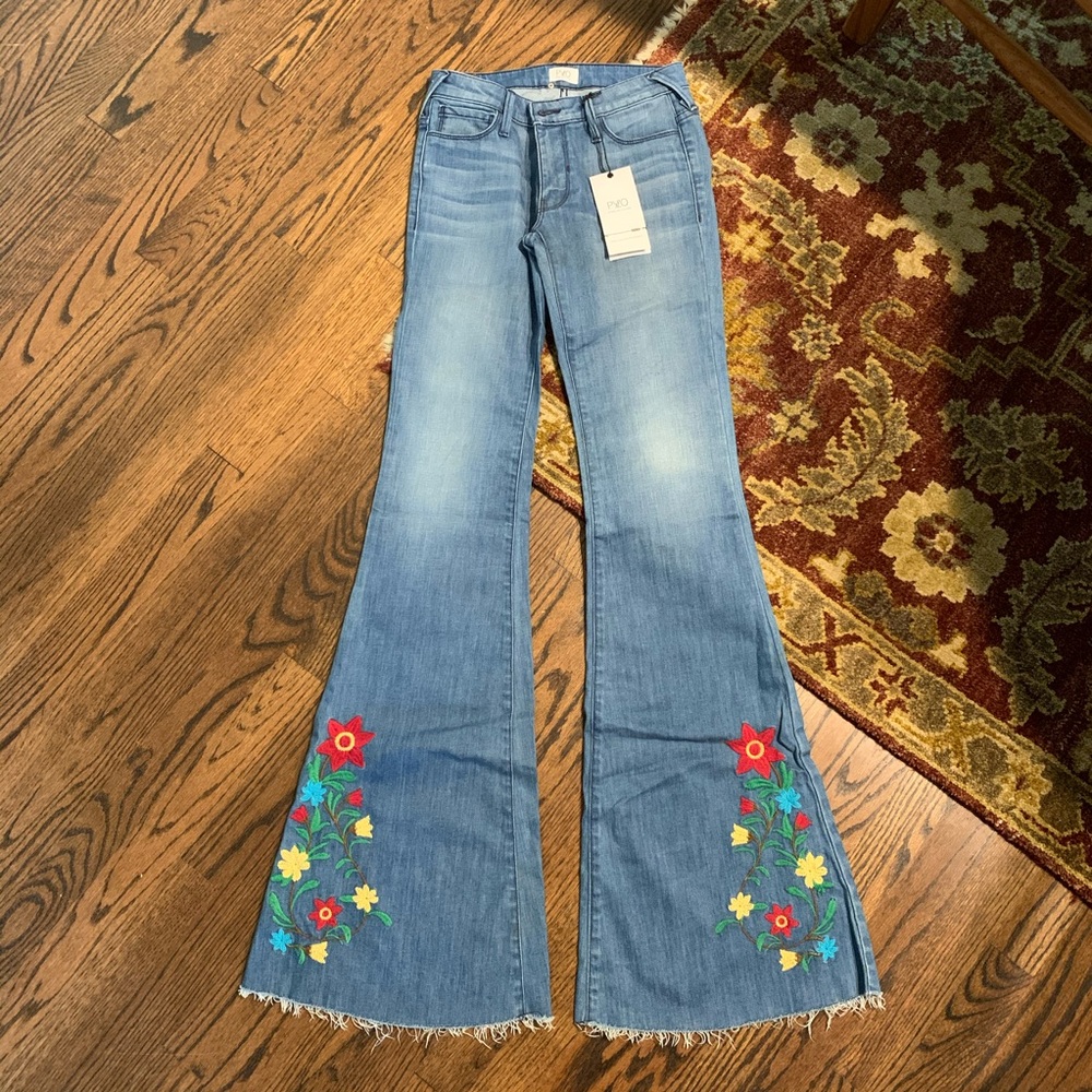 PYLO Embroidered Bellbottom Jeans - 98% Cotton
